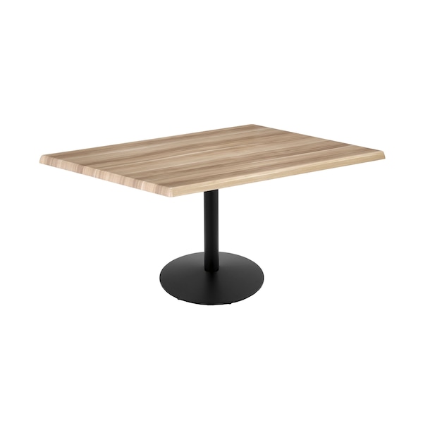 30" Tall OD214 Black Table Base 22" Diameter Foot 30" x 48" Natural Top by the HollBar Stool Co.